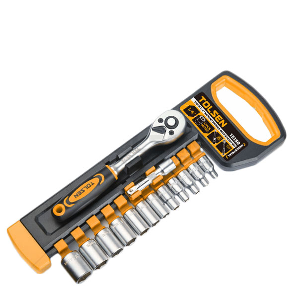 Juego de Ratchet con copas de 1/4" de 14pzs
