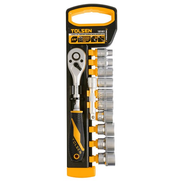 Juego de Ratchet con copas de 3/8" de 12Pzs