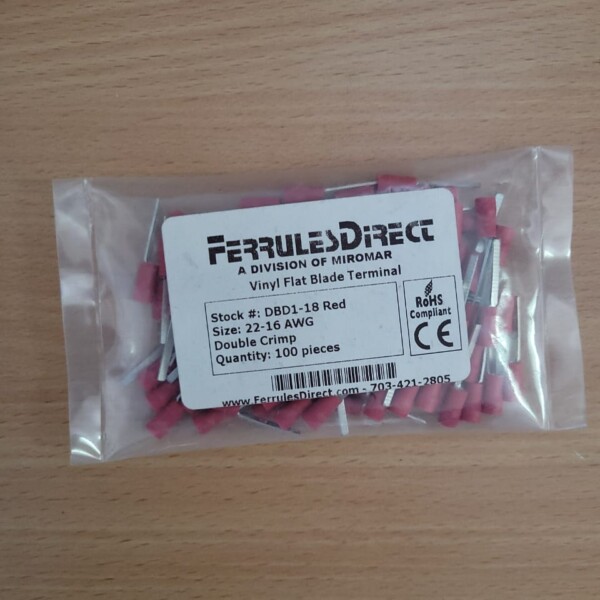 Terminales tipo pin 22-16 AWG rojo