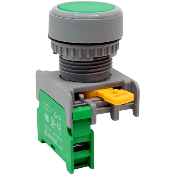 Pulsador de 1 Contacto (1/O) 22mm - Verde