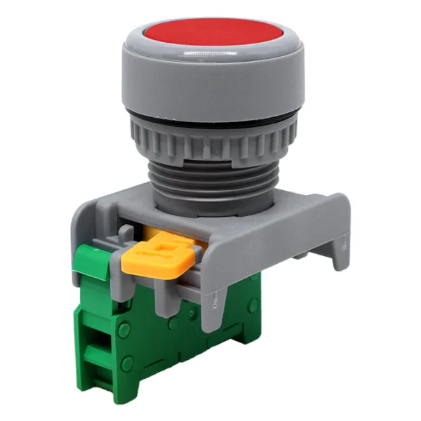 Interruptor de botón pulsador de cabeza plana de 22 mm - Rojo 1/O