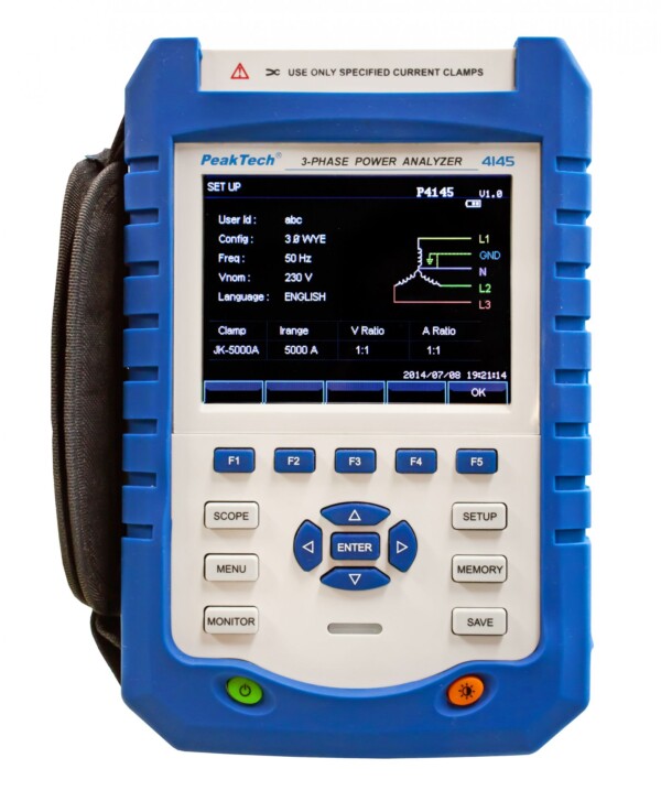 Analizador de Potencia Trifásico TFT/Datalogger