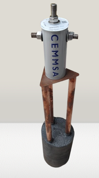 Electrodo Magnetoactivo en delta de cobre con masa de concreto conductivo, capacidad 45AMP Marca: Proground Modelo: Pro45