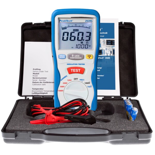 Medidor de Aislamiento 125/250/500/1000 V /4000 MΩ PeakTech® P 2695